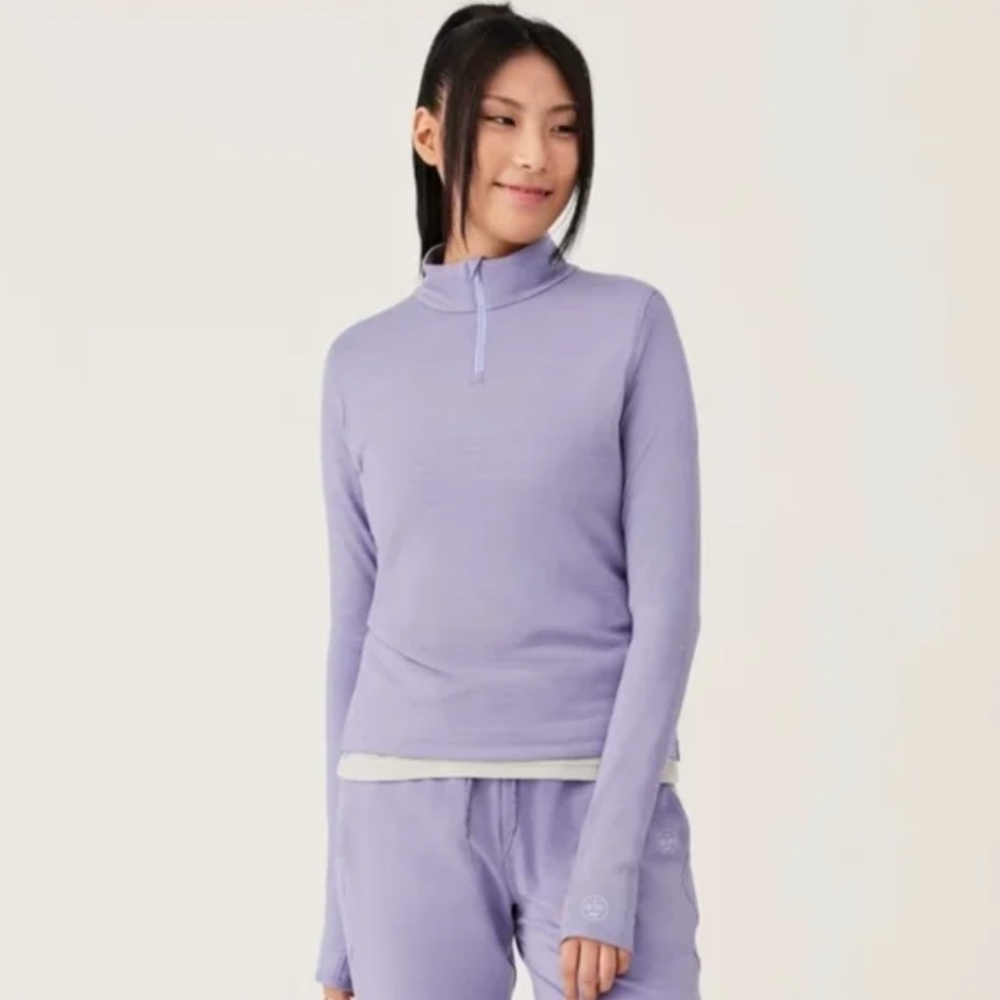 NEW Allbirds Natural Run Mid Layer Quarter Zip Top - Purple Hush
